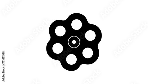 Cylinder of a revolver, black isolated silhouette