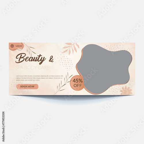 spa and beauty banner template. Spa, beauty, and massage social media post. Flat design vector with a photo space. Usable for social media, banner, and web internet