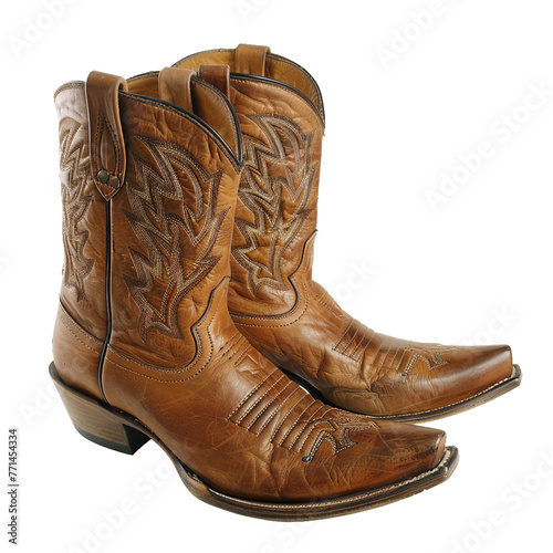 Western cowboy boots, transparent background, isolated image, generative AI