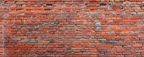 Red brick wall panoramic texture background, Generative AI 