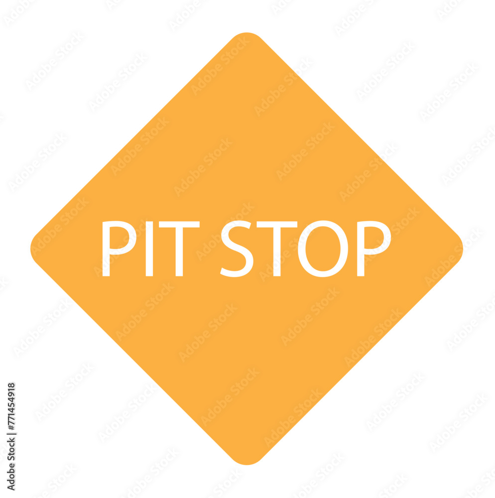 yellow diamond road sign with a black border and an image pit stop, sticker on white background. Vector Illustration yellow diamond road sign with a black border and an image pit stop, sticker on white background. Vector Illustration