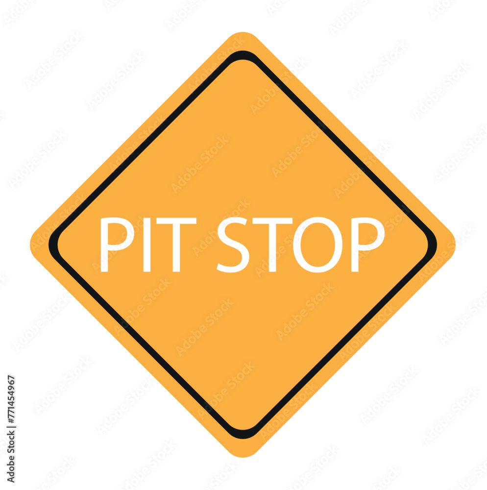 yellow diamond road sign with a black border and an image pit stop, sticker on white background. Vector Illustration yellow diamond road sign with a black border and an image pit stop, sticker on white background. Vector Illustration