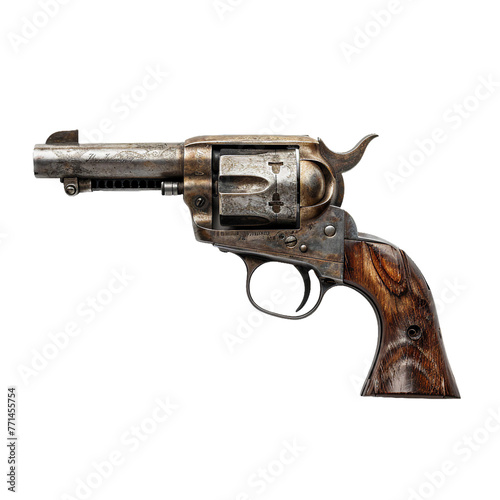 Western revolver, transparent background, isolated image, generative AI