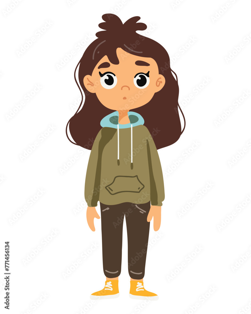 Surprised cartoon girl on white background Surprised cartoon girl on white background