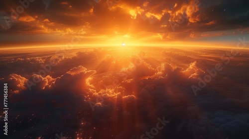 landscape sunrise over planet earth