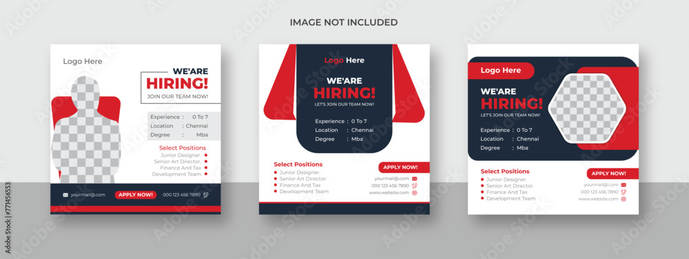 We are hiring job vacancy for social media post banner design template . We are hiring ajob vacancy for a square web banner designer. 