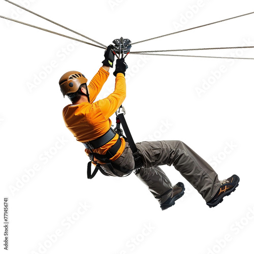 Zipline, transparent background, isolated image, generative AI