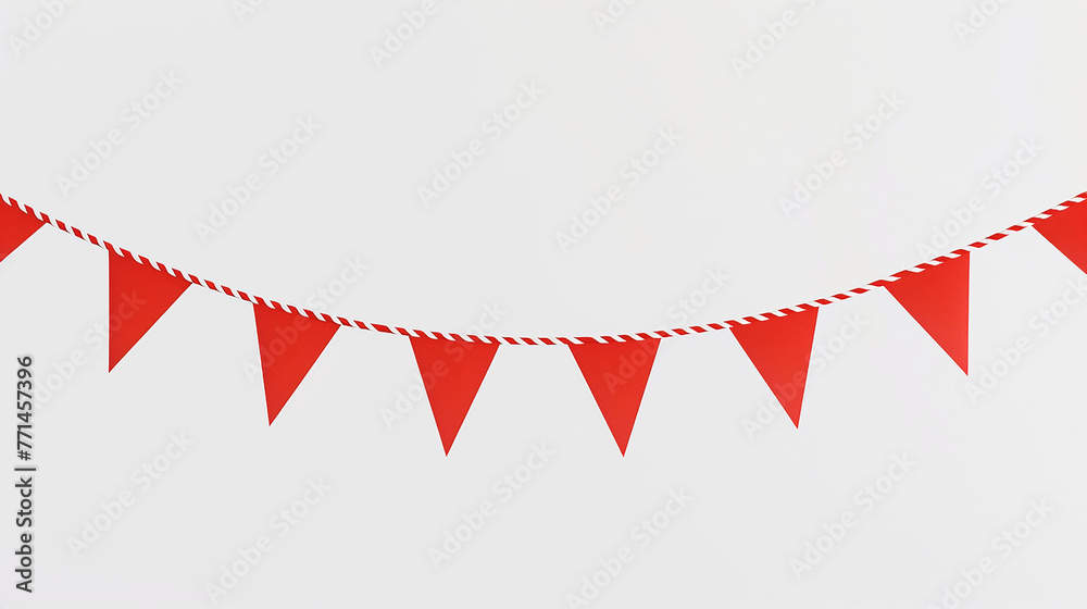 Obraz premium red pennant flags isolated on white. Generative Ai.