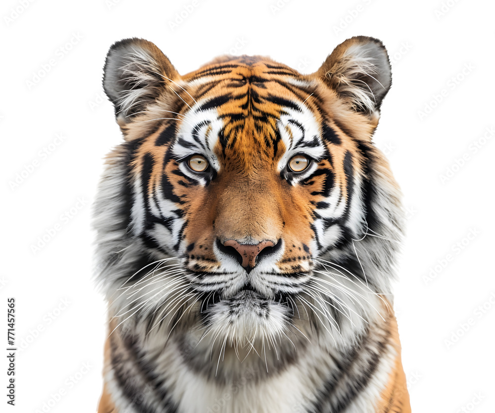 Obraz premium A tiger wildlife isolated on white transparent background, PNG File. Perfect for clipart