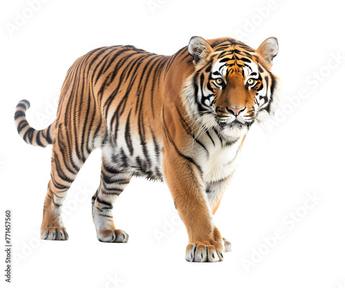 A tiger wildlife isolated on white transparent background, PNG File. Perfect for clipart