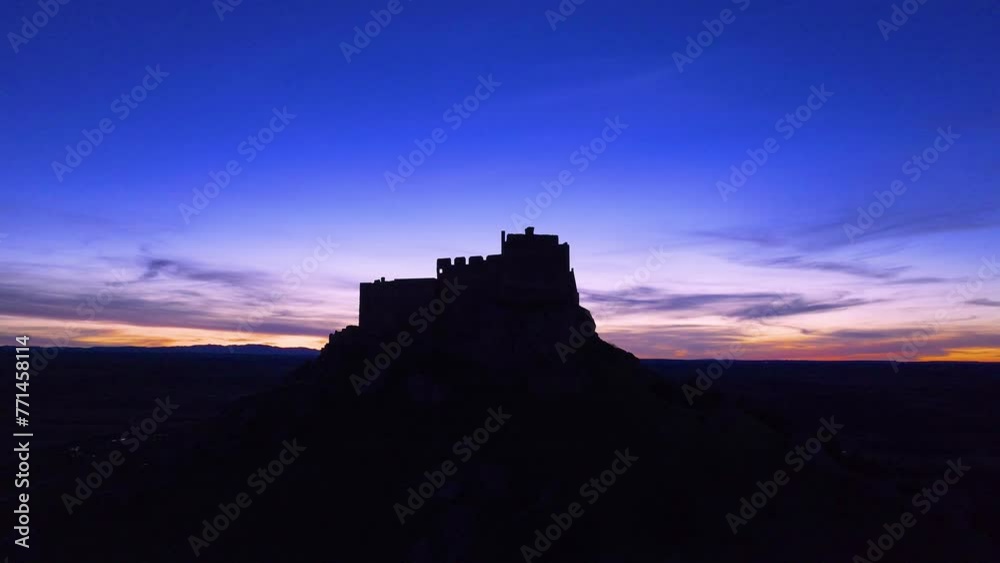 Aerial view from a drone of the Caliphate Fortress of Gormaz, the largest Muslim fortress in Europe. Town and municipality of Gormaz. Province of Soria. Castile and Leon. Spain. Spain. Europe