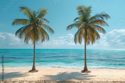 Tropical Palm Trees with vintage retro tones. Beach Vibe background 