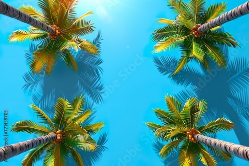 Tropical Palm Trees with vintage retro tones. Beach Vibe background