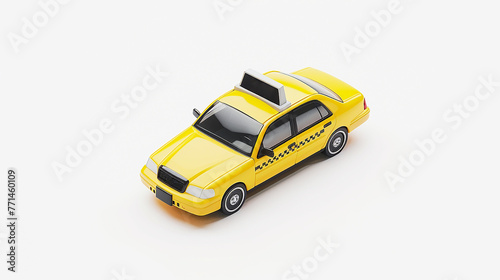 yellow toy taxi, isolated on white. Generative Ai.