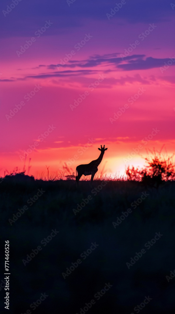Sunset silhouettes, wild animals against the most vibrant skies at dusk