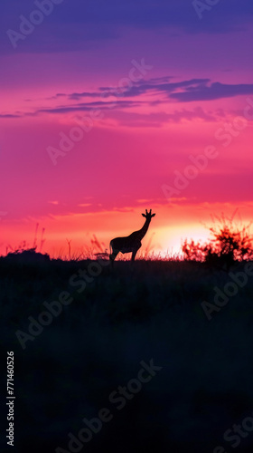 Sunset silhouettes, wild animals against the most vibrant skies at dusk