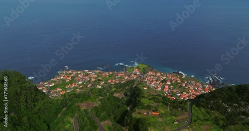 Wallpaper Mural Aerial view of Seixal, Madeira Islands, Portugal. Resort village on a steep ocean shore.The village is located on a volcanic formation entering the ocean and is washed by ocean waves Torontodigital.ca