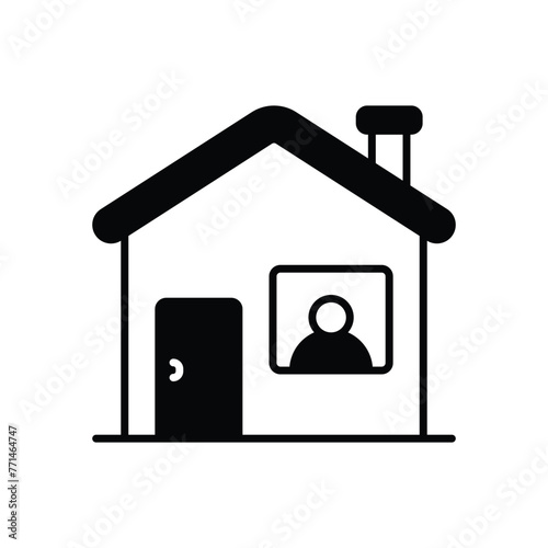 Black Solid Stay At Home vector icon