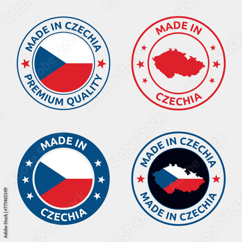 made in Czech Republic stamp set, product labels of Czechia