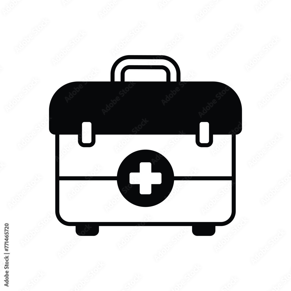 Black Solid First Aid Kit vector icon Black Solid First Aid Kit vector icon