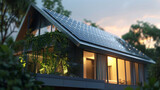 Close-up of solar power home system, showcasing solar innovation and the transition to eco-friendly power sources.