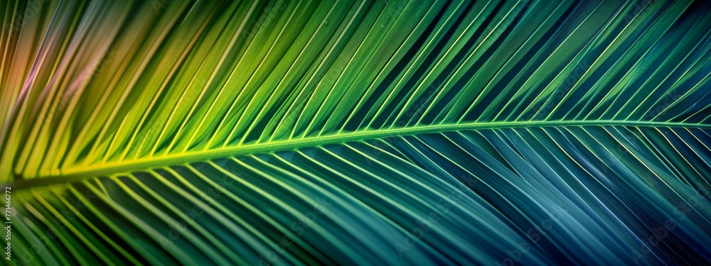 Fototapeta premium Abstract natural background. Beautiful texture of dark emerald tropical leaf, close-up.