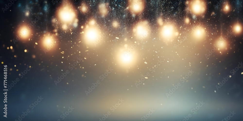 A blurry image of lights and snowflakes A blurry image of lights and snowflakes