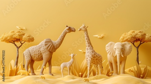 Majestic African Savanna Landscape with Diverse Wildlife and Lush Vegetation