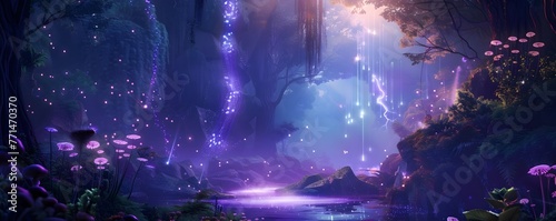 Mesmerizing Fairy Tale Forest with Glowing Celestial Lights and Ethereal Atmosphere