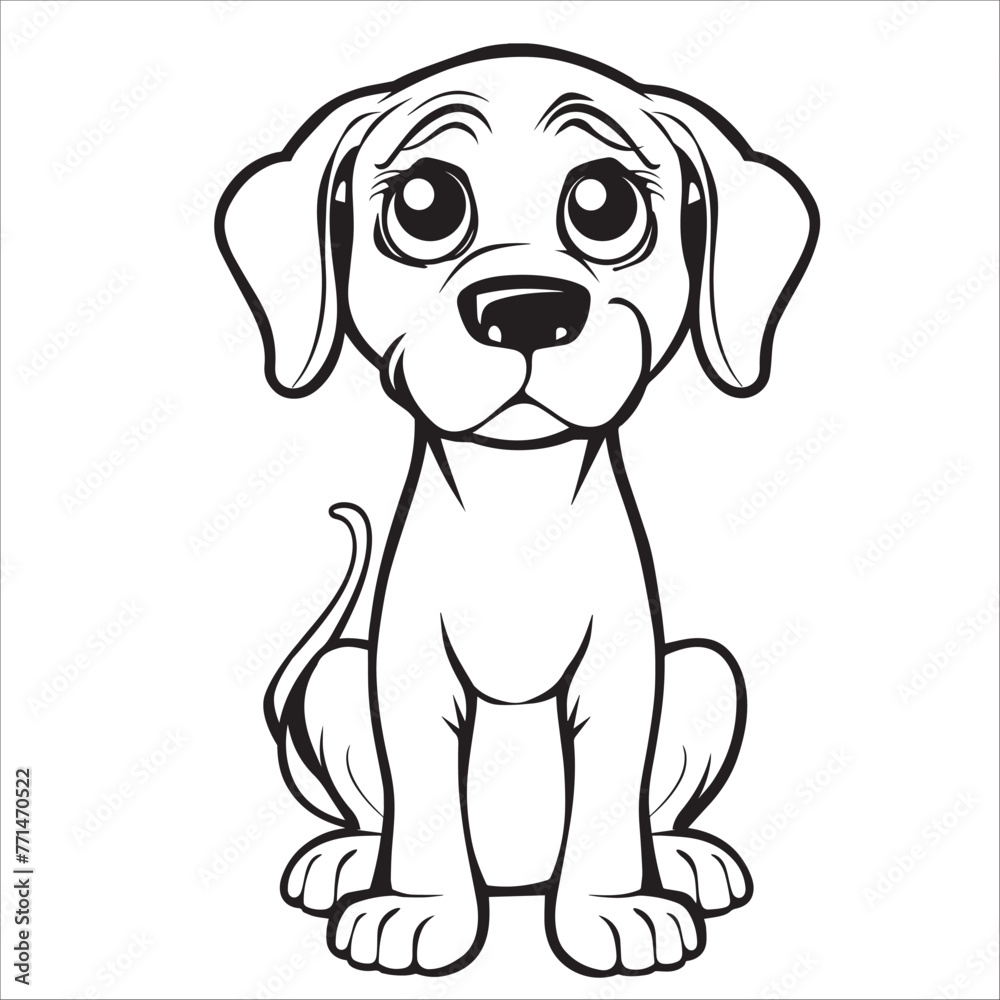 Fototapeta premium Vizsla Dog is a sitting vector illustration in black and white