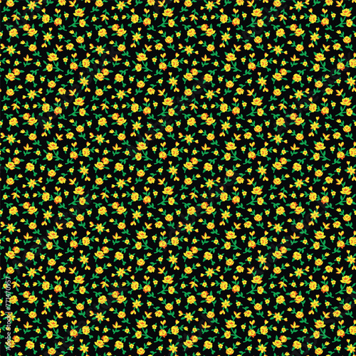 small rose flower pattern, little floral textile print design seamless repeat vector pattern illustration background.