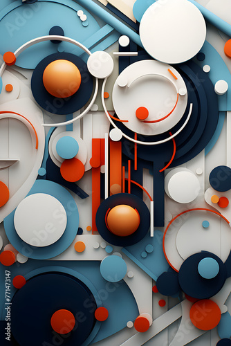 Geometric Harmony: Abstract Overlapping Circles, Abstract Painting, Wallpaper