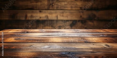 Wooden table with plank board texture in front, Generative AI 