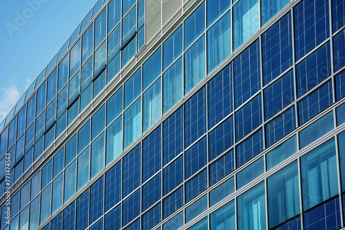 Photovoltaic panels on a corporate building  symbolizing the integration of green energy and solar innovation in business environments.