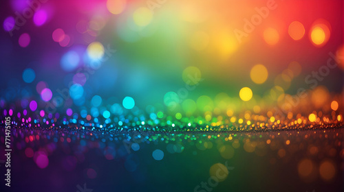 Glittering Rainbow Bokeh Banner Background photo