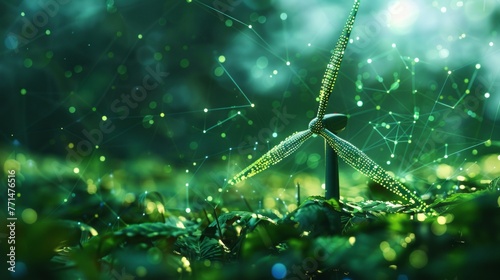 abstract Futuristic green energy background highlighting sustainable innovation and development © neirfy