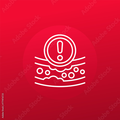high cholesterol line icon with an artery, vector
