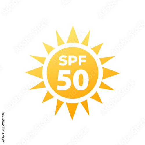 SPF 50, UV or sun protection icon
