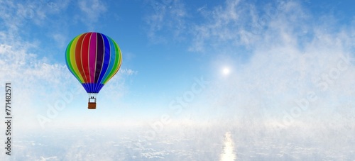 Hot Air Balloon Flying Clouds