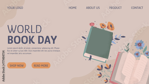 Hand drawn landing page for world book day celebration