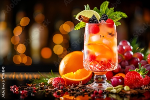 Fototapeta Naklejka Na Ścianę i Meble -  Cocktails and Soft Drinks - cocktail with fruits