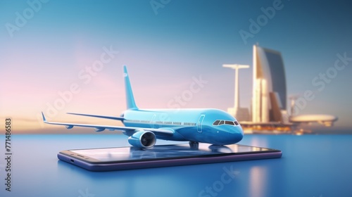 Jetset Dreams: Unlock Your Wanderlust with Seamless Travel Booking - Smartphone Airplane and Passport on Runway photo