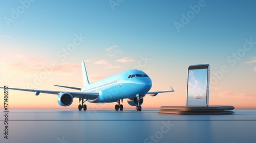 Jetset Dreams: Unlock Your Wanderlust with Seamless Travel Booking - Smartphone Airplane and Passport on Runway photo