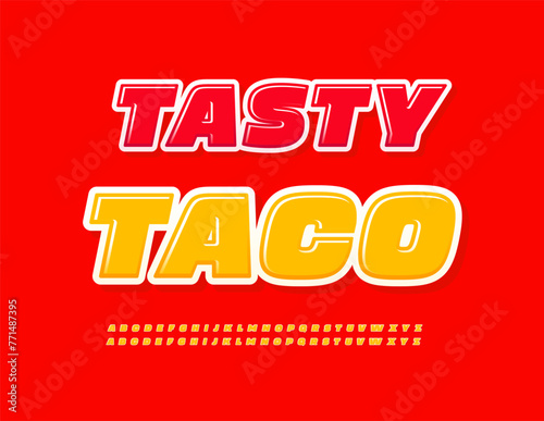 Wallpaper Mural Vector bright flyer Prime Taco. Glossy Yellow Font. Bright set of trendy Alphabet Letters and Numbers Torontodigital.ca