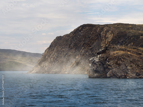 Sheer cliff, sea shore of Lake Baikal