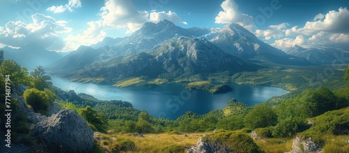 Large panoramic views of mountains, lakes and mountains