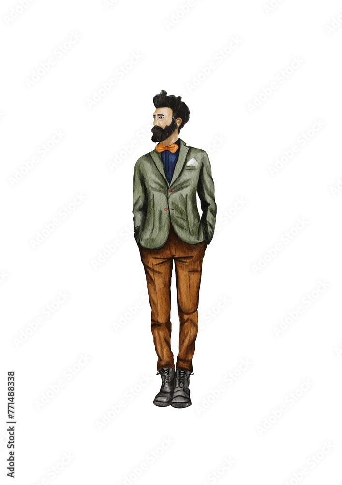 Fashion digital watercolor element, fashion people, stylish illustration Fashion digital watercolor element, fashion people, stylish illustration