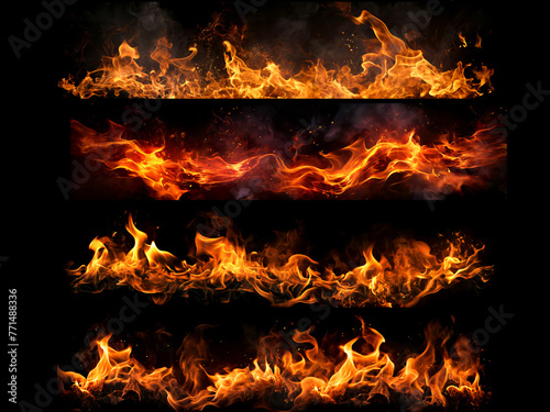 Realistic Fire flame use black background