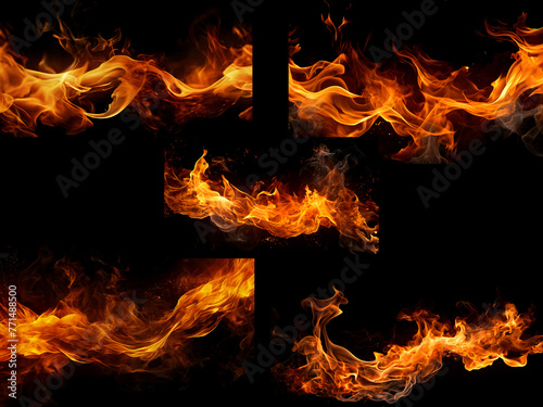 Realistic Fire flame use black background