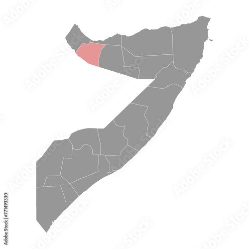 Maroodi Jeex region map, administrative division of Somalia. Vector illustration. photo